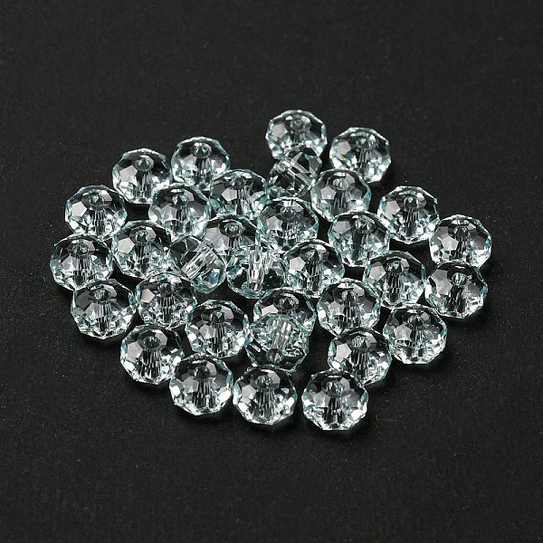 

PandaHall Transparent Glass Beads, Faceted, Rondelle, Light Azore, 6x4mm, Hole: 1.2mm Glass Rondelle Blue