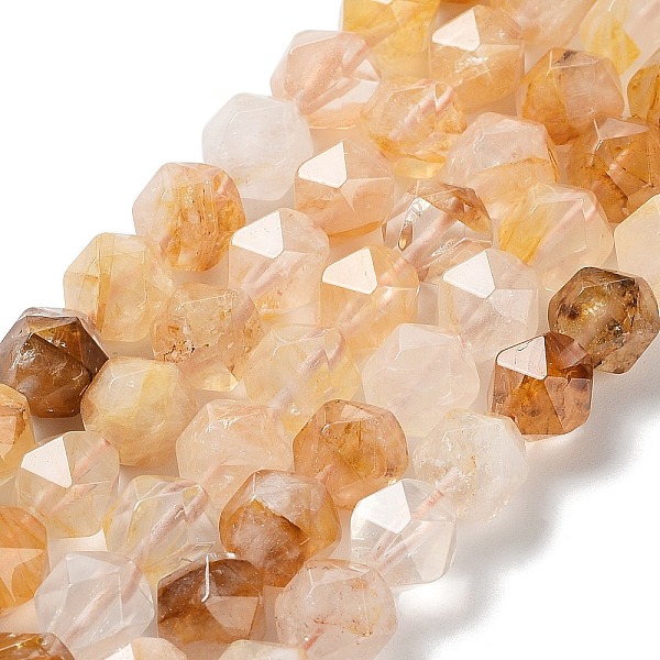 

PandaHall Natural Yellow Hematoid Quartz/Golden Healer Quartz Beads Strands, Faceted, Star Cut Round Beads, 9.5~10.5x9~9.5x9~9.5mm, Hole...