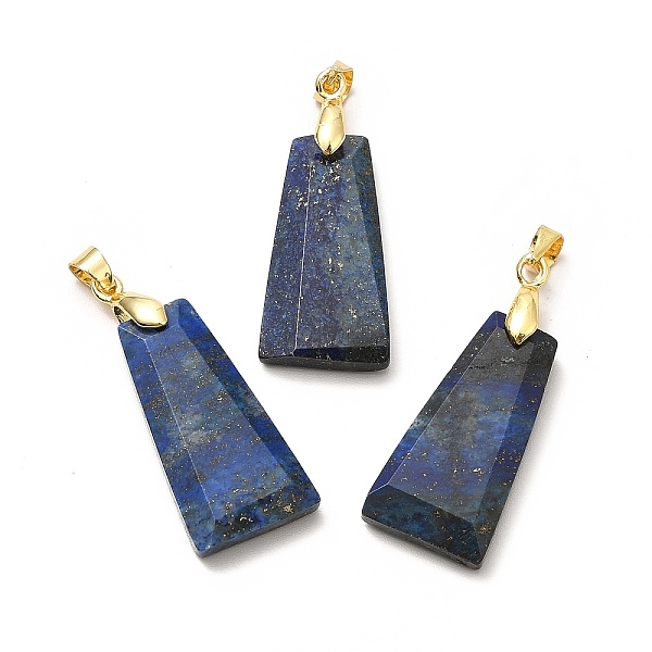 

PandaHall Dyed Natural Lapis Lazuli Pendants, Faceted Trapezoid Charms, with Rack Plating Golden Tone Brass Findings, Cadmium Free & Lead...
