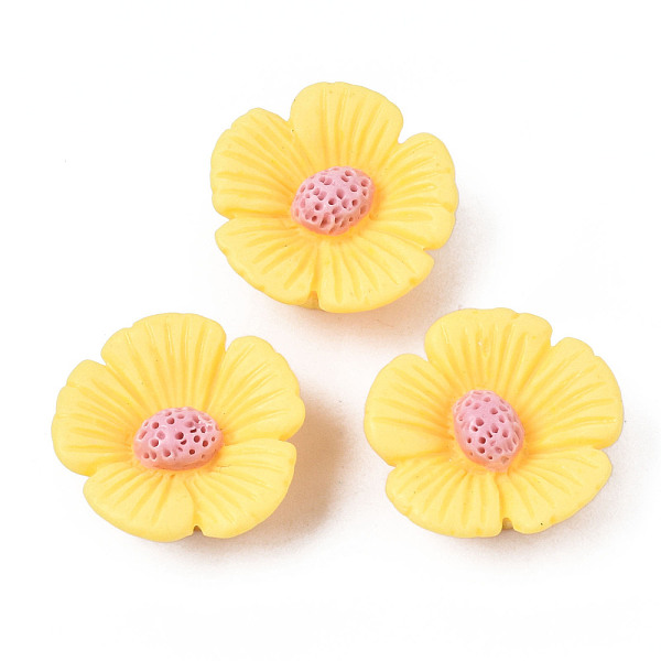 

PandaHall Opaque Resin Cabochons, Flower, Yellow, 21x20x9mm Resin Flower Yellow