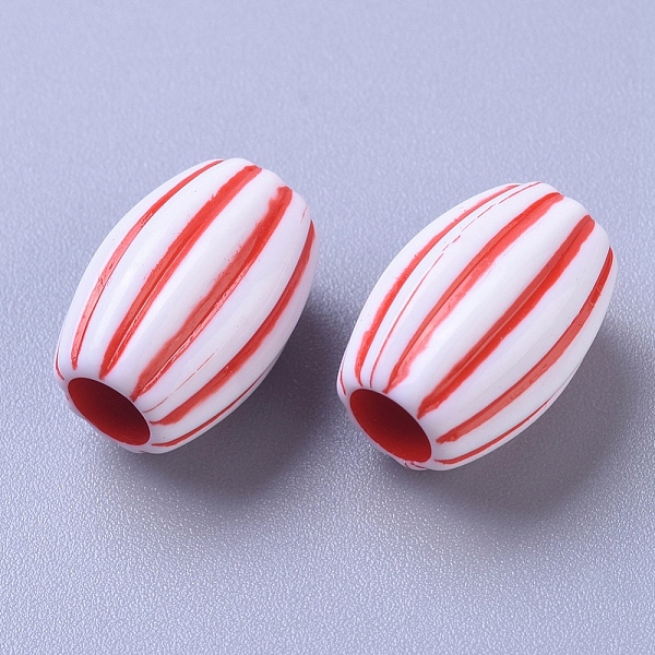 

PandaHall Plastic Striped Beads, Large Hole Beads, Oval, for Jewelry Making, Mixed Color, 15x10.3mm, Hole: 4.8mm Plastic Oval Multicolor