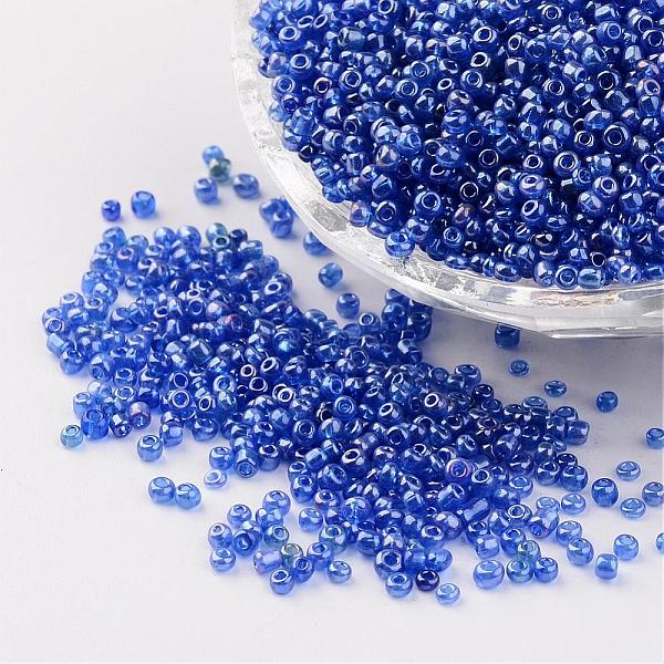 

PandaHall Round Glass Seed Beads, Trans. Colours Lustered, Blue, Size: about 2mm in diameter, hole: 1mm, about 3306pcs/50g Glass Blue