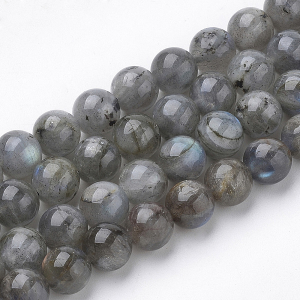 PandaHall Natural Labradorite Beads Strands, Round, 8x7.5mm, Hole: 1mm, about 46~49pcs/strand, 15.5 inch Labradorite Round
