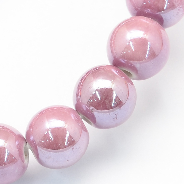 

PandaHall Pearlized Handmade Porcelain Round Beads, Pink, 11mm, Hole: 2mm Porcelain Round Pink