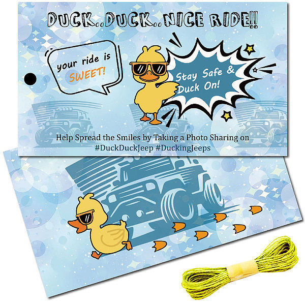 

PandaHall CREATCABIN 50Pcs You've Been Ducked Cards Duck Tags Card Duck Duck Jeep Tags Ducking DIY Jeep Duck Card with Hole Twine for Rubber...
