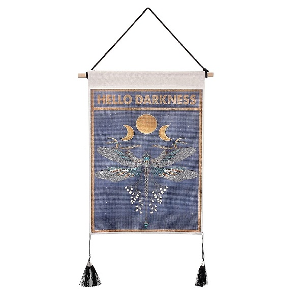 

PandaHall Bohemia Style Cloth Wall Hanging Tapestry, Vertical Tapestry, with Wood Rod & Iron Traceless Nail & Cord, for Home Decoration..., Gold