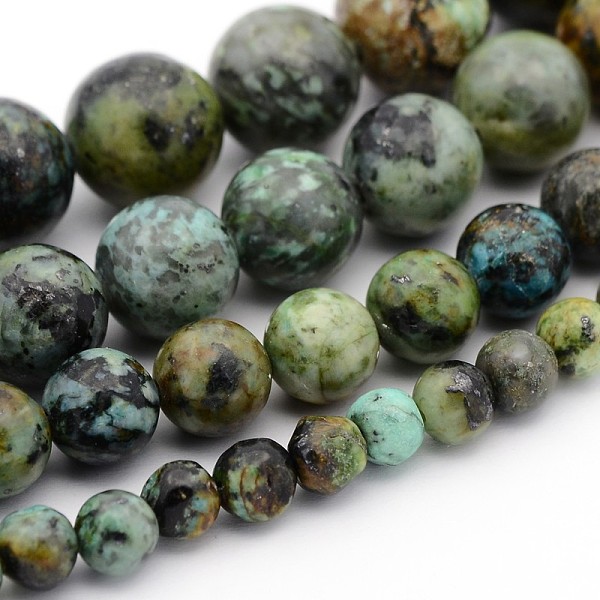

PandaHall Mixed Size Natural African Turquoise(Jasper) Round Bead Strands, 6~12mm, Hole: 1~1.5mm about 30~63pcs/strand, 15 inch African...