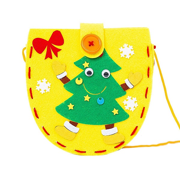 

PandaHall DIY Non-woven Christmas Theme Bag Kits, including Fabric, Needle, Cord, Christmas Tree Cloth Christmas Tree Multicolor