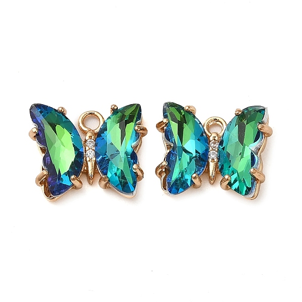 

PandaHall Brass with Glass Pendants, Butterfly, Medium Sea Green, 10x12x4mm, Hole: 1.2mm Brass Butterfly