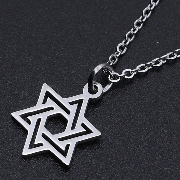 

PandaHall 201 Stainless Steel Pendant Necklaces, with Cable Chains and Lobster Claw Clasps, for Jewish, Star of David, Stainless Steel Color...