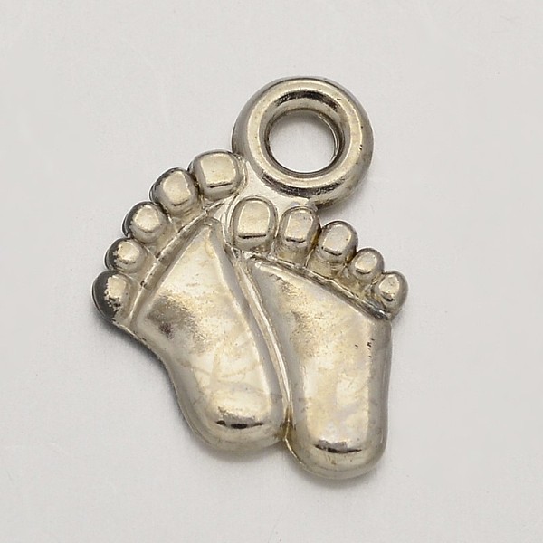

PandaHall CCB Plastic Baby Feet Charms, Platinum, 15x12x2mm, Hole: 2mm Plastic Body