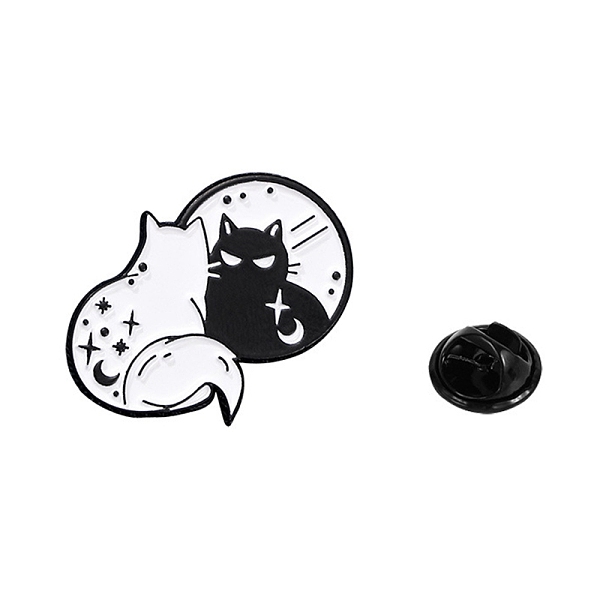 

PandaHall Black Alloy Brooches, Enamel Pins, for Backpack Cloth, Skull Theme, Cat Shape, 30x27mm Alloy+Enamel Cat Shape