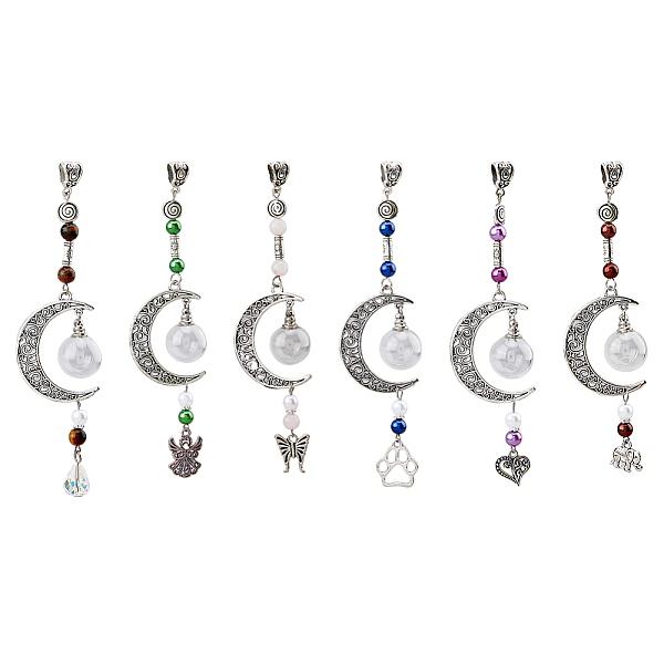 

PandaHall 6Pcs 6 Style Moon Perfume Bottle Urn Ashes Tibetan Style Alloy Pendant Decorations, for Keychain, Purse, Backpack Ornament..., Multicolor