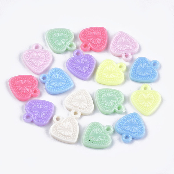 

PandaHall Opaque Acrylic Pendants, Heart, Mixed Color, 18x15.5x3mm, Hole: 2mm, about 1428pcs/500g Acrylic Heart Multicolor