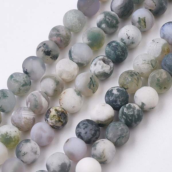 

PandaHall Natural Tree Agate Bead Strands, Frosted, Round, 6~6.5mm, Hole: 0.5mm, about 62pcs/strand, 14.7 inch(37.5cm) Tree Agate Round