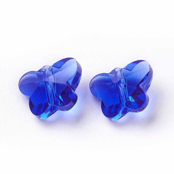 

PandaHall Transparent Glass Beads, Faceted, Butterfly, Blue, 8x10x5.5mm, Hole: 1mm Glass Butterfly Blue