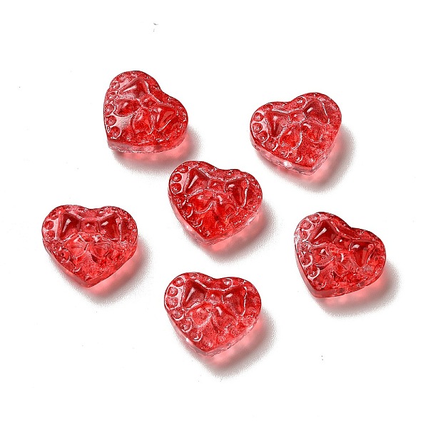

PandaHall Glass Beads, Heart with Bowknot, Red, 14x16x7.5mm, Hole: 1.2mm Glass Heart Red
