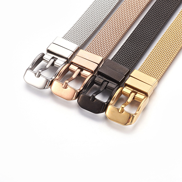 

PandaHall 304 Stainless Steel Watch Bands, Watch Belt Fit Slide Charms, Mixed Color, 8-1/2 inch(21.5cm), 10mm Stainless Steel