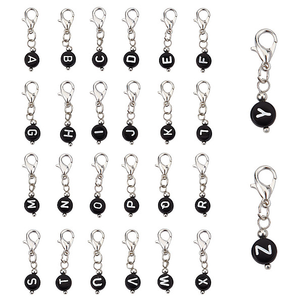 

PandaHall 52 Pcs Letter A-Z Stitch Markers, Acrylic Bowknot Crochet Stitch Marker Charms Flat Round Removable Locking Stitch Marker for..., Black