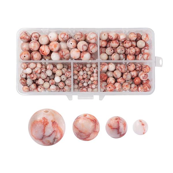 

PandaHall 340Pcs 4 Sizes Natural Red Netstone Round Beads, 4mm/6mm/8mm/10.5mm, Hole: 1~1.2mm Netstone Round
