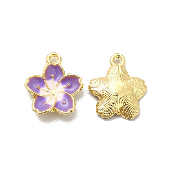 

PandaHall Alloy Enamel Pandants, Lead Free & Cadmium Free, Light Gold, Flower Charm, Purple, 16x13.5x3mm, Hole: 1.4mm Alloy+Enamel Flower...