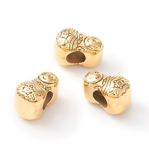 

PandaHall Ion Plating(IP) 304 Stainless Steel European Beads, Large Hole Beads, Manual Polishing, Doll, Golden, 13x8x9.5mm, Hole: 4.5mm 304...