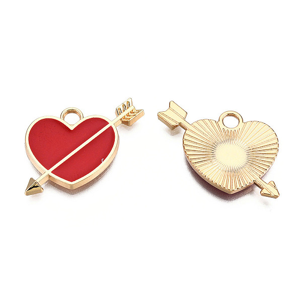 

PandaHall Light Gold Plated Alloy Pendants, with Enamel, Heart with Arrow, Red, 18x23.5x2mm, Hole: 2.5mm Alloy+Enamel Heart Red