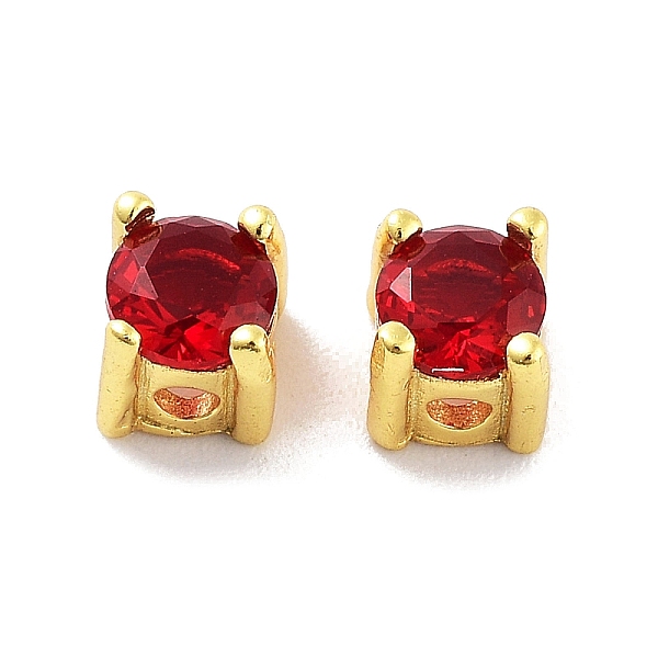 

PandaHall Real 18K Gold Plated 925 Sterling Silver Bead, with Cubic Zirconia, Flat Round, with S925 Stamp, Dark Red, 4x4x4mm, Hole: 1.2mm...