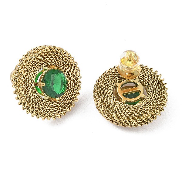 

PandaHall 304 Stainless Steel Pave Cubic Zirconia Twisted Chain Disc Stud Earrings for Women, Golden, Green, 20.5mm Cubic Zirconia Disc...