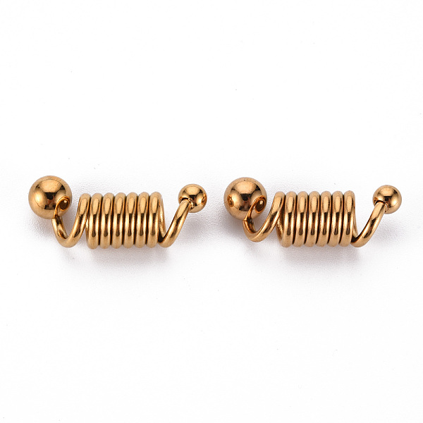 

PandaHall 304 Stainless Steel Coil Cord Ends, Real 18K Gold Plated, 24x8mm, Hole: 5mm 304 Stainless Steel