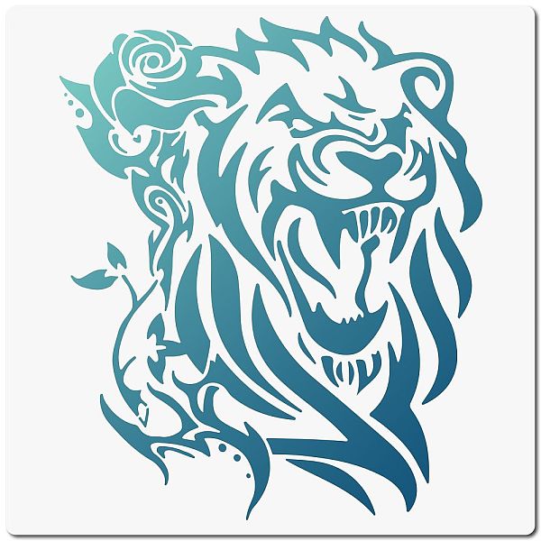 

PandaHall GORGECRAFT 12"X12"Lion Head Stencil Animal Templates Plastic Drawing Painting Stencil Templates Square African Cat Wild Animal for..., White