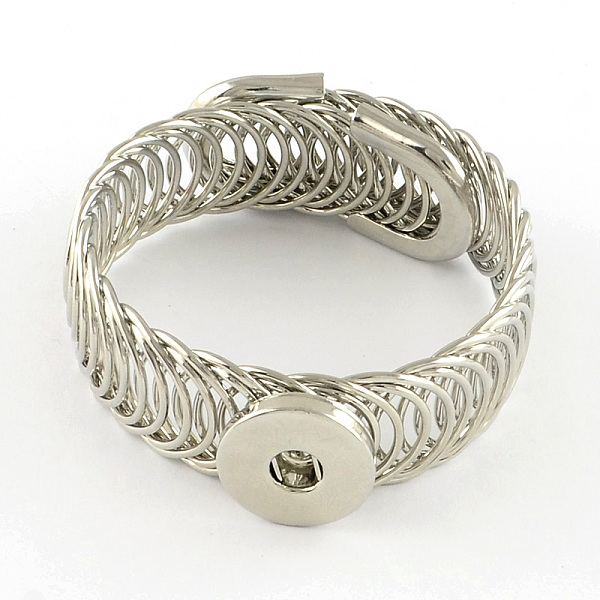 

PandaHall Adjustable Brass Snap Bracelet Making, with Iron Findings, Platinum, 59x19mm, Fit snap button in 5~6mm knot Iron
