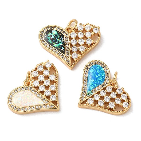 

PandaHall Rack Plating Brass Micro Pave Clear Cubic Zirconia Pendants, with Opal, Cadmium Free & Lead Free, Long-Lasting Plated, Real 18K..., Multicolor