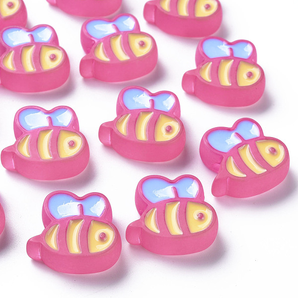 

PandaHall Transparent Acrylic Beads, with Enamel, Frosted, Bee, Hot Pink, 23.5x26x9mm, Hole: 3mm Acrylic Bees