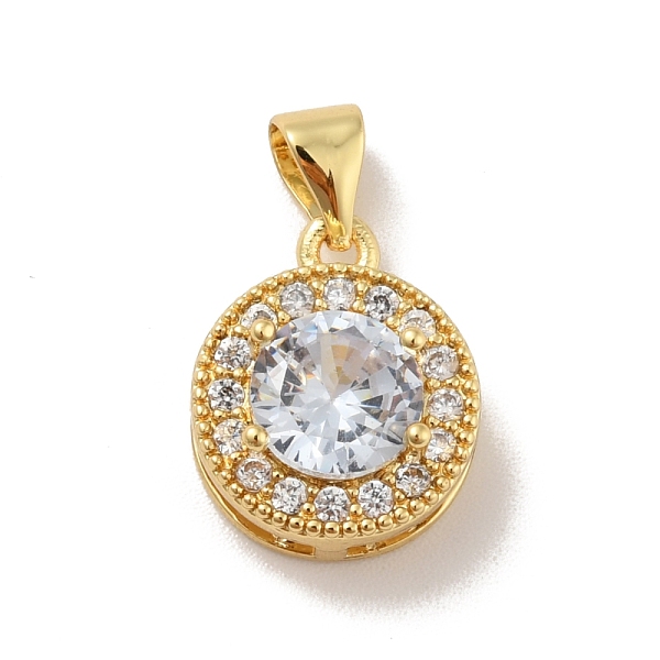 

PandaHall Brass Micro Pave Cubic Zirconia Pendants, Cadmium Free & Lead Free, Long-Lasting Plated, Flat Round, Clear, Real 18K Gold Plated...