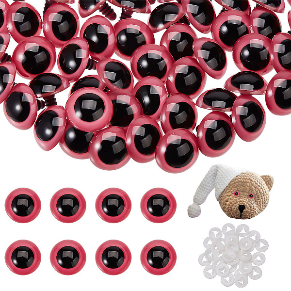 

PandaHall GOMAKERER Resin Doll Craft Eyes, Safety Eyes, with Plastic Spacer, for Toy DIY Accessories, Half Round, Flamingo, 24x22.5mm, 50..., Pink