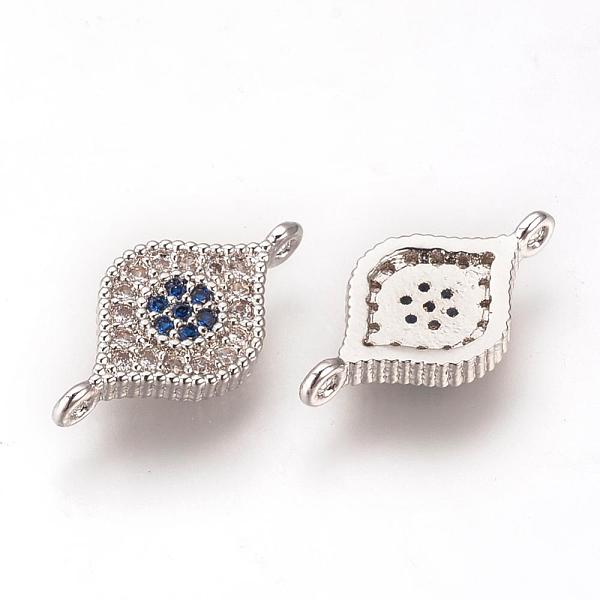

PandaHall DIY Brass Micro Pave Cubic Zirconia Links, Eye, Platinum, 8x16x2mm, Hole: 1mm Brass+Cubic Zirconia Eye