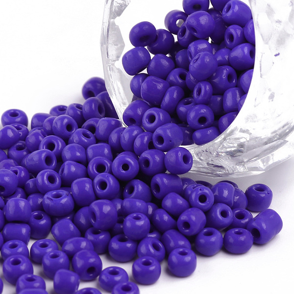 

PandaHall 6/0 Glass Seed Beads, Opaque Colours Seed, Small Craft Beads for DIY Jewelry Making, Round, Round Hole, Blue, 6/0, 4mm, Hole...