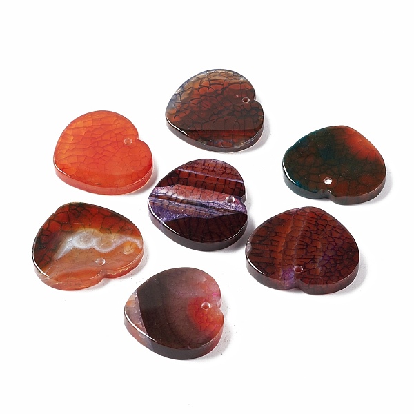 

PandaHall Natura Crackle Agate Pendants, Dyed & Heated, Heart, 30~31.5x33~35x4~5.5mm, Hole: 1.8~2mm Crackle Agate Heart