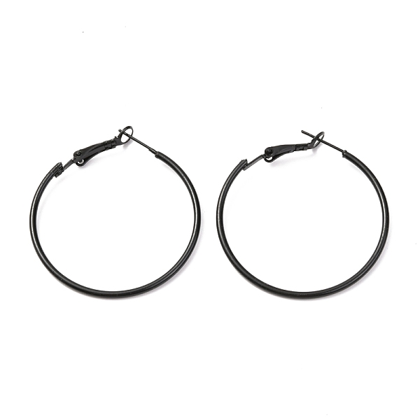 

PandaHall Baking Paint 201 Stainless Steel Hoop Earrings, Ring, Black, 40mm, Pin: 0.5mm 201 Stainless Steel Ring Black