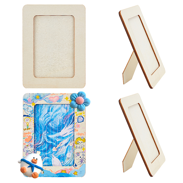 

PandaHall Wood Photo Frame Stands, Rectangle, Antique White, 190x140x8mm Wood Rectangle
