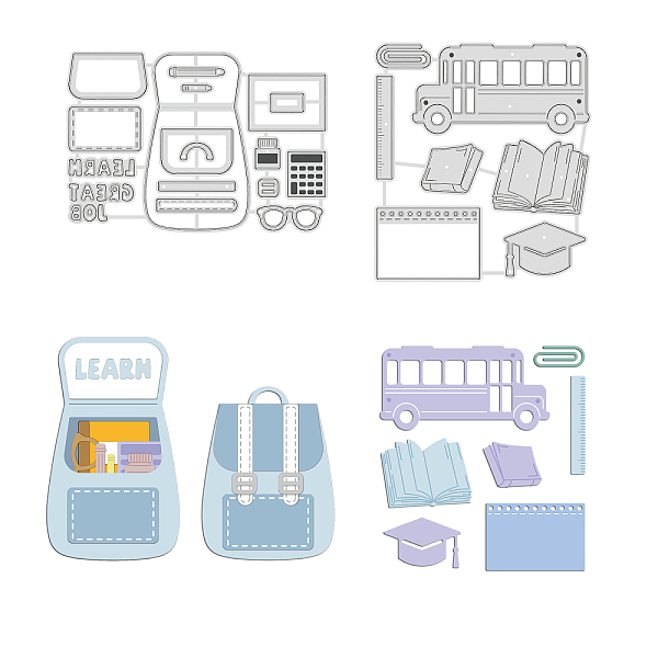 

PandaHall GLOBLELAND 2pcs Schoolbag Metal Cutting Dies Stationery School Bus Die Cuts Stencil Template Moulds for Scrapbook Embossing Album...