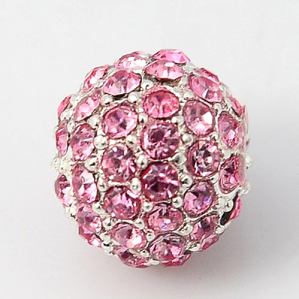 

PandaHall Alloy Rhinestone Beads, Grade A, Round, Silver Color Plated, Light Rose, 10mm, Hole: 2mm Alloy+Rhinestone Round Pink