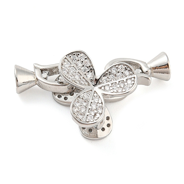 

PandaHall Brass Micro Pave Clear Cubic Zirconia Fold Over Clasps, Clover, Platinum, Flower: 15x15x9mm, Clasp: 12x6x6mm, Inner Diameter: 4mm...