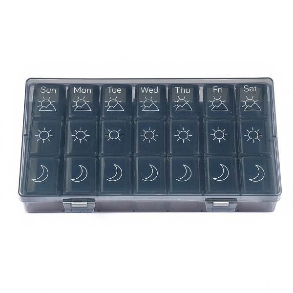 

PandaHall Polypropylene(PP) Weekly Pill Organizer, 3 Times a Day 7 Day Morning Noon Evening Pill Box Case, Portable Travel Pill Container...