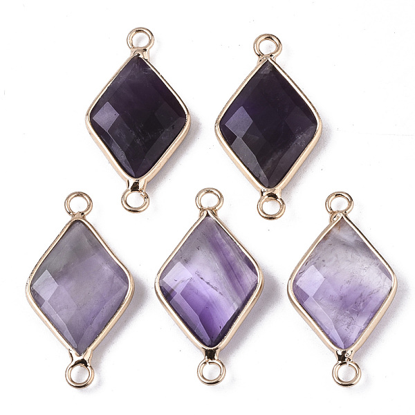 

PandaHall Natural Amethyst Links Connectors, with Edge Light Gold Plated Brass Findings, Faceted, Rhombus, 29~30x15x4mm, Hole: 2.5mm...