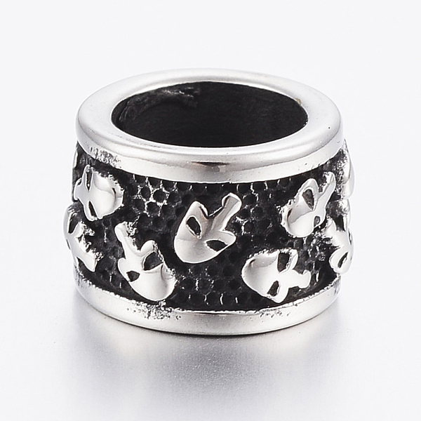 

PandaHall 304 Stainless Steel Beads, Bead Rhinestone Settings, Column with Skull Head, Large Hole Beads, Antique Silver, Fit For 1mm...