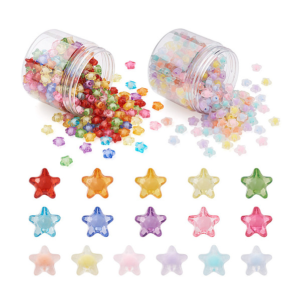 

PandaHall Yilisi 600Pcs 2 Style Transparent Acrylic Beads, Bead in Bead, Star, Mixed Color, 300pcs/style Acrylic Star Multicolor
