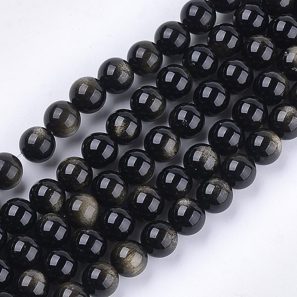 

PandaHall Natural Golden Sheen Obsidian Beads Strands, Grade A, Round, 8mm, Hole: 1mm, about 23~25pcs/strand, 7.6 inch Golden Sheen Obsidian...