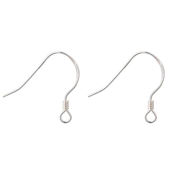 

PandaHall 925 Sterling Silver Earring Hooks, with 925 Stamp, Silver, 15x18x1mm, Hole: 1.5mm, 24 Gauge, Pin: 0.5mm Sterling Silver Silver